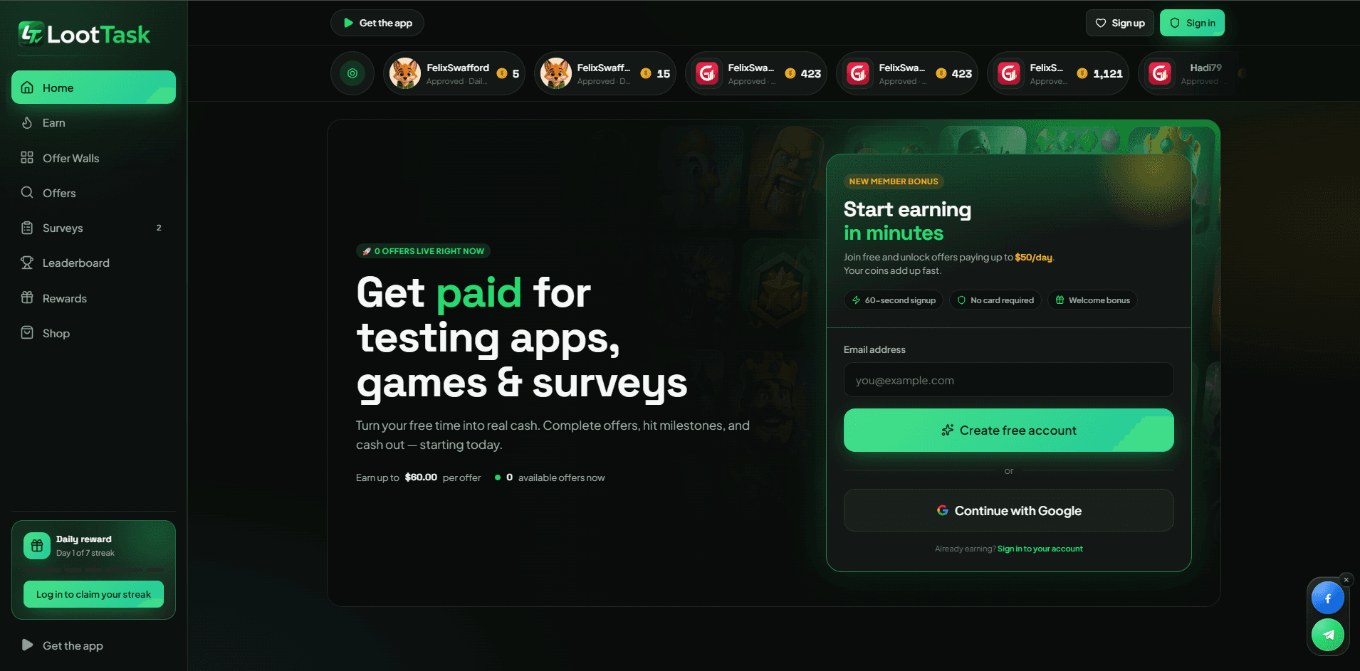 LootTask — Task & Offer Platform